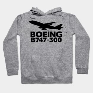 Boeing B747-300 Silhouette Print (Black) Hoodie